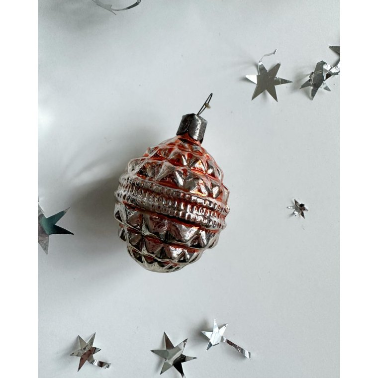 Vintage julekugle, lanterne, slv/orange