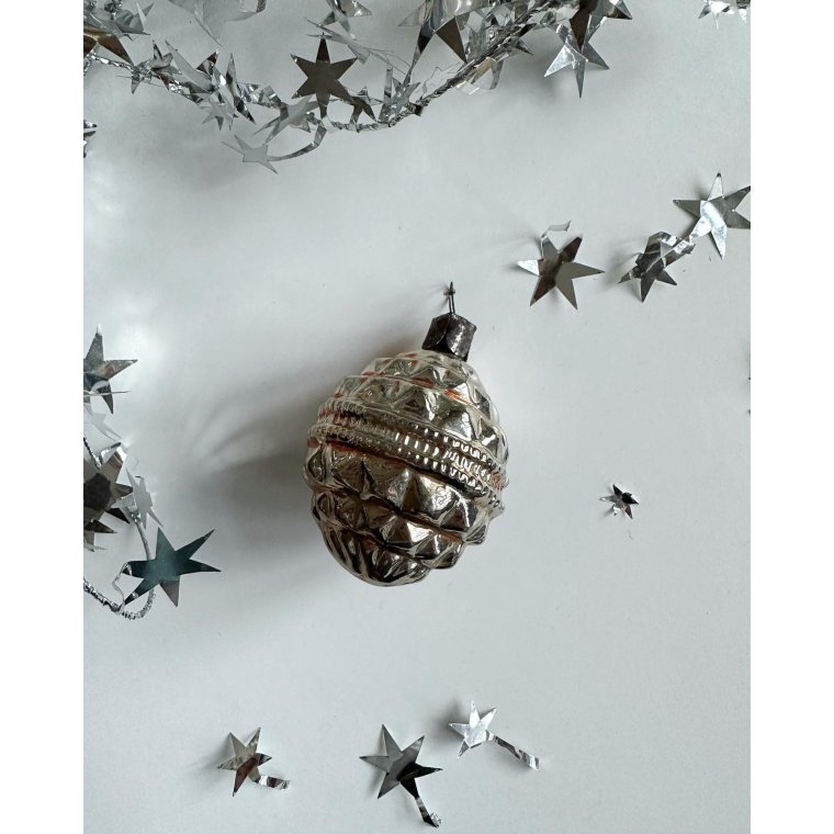 Vintage julekugle, lanterne, slv/orange