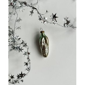 Vintage Christmas ball, silver corn with green top