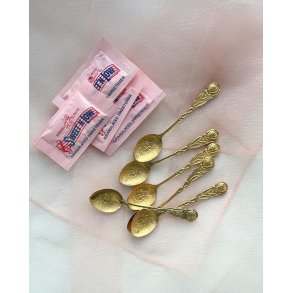 Espresso spoons, gold-plated with flowers, Sweden, 6 pieces in total