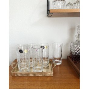 Crystal soda glasses with cuttings, 6 pieces in original box