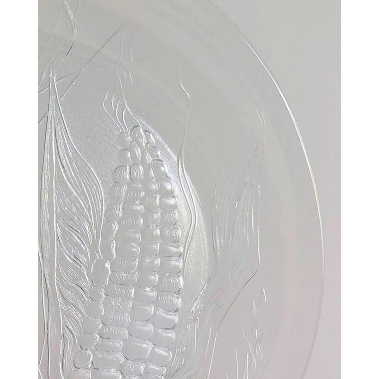 Glastallerkener med majskolber, 5 stk samlet