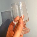 Small crystal water glasses with flower foot, 6 pcs total