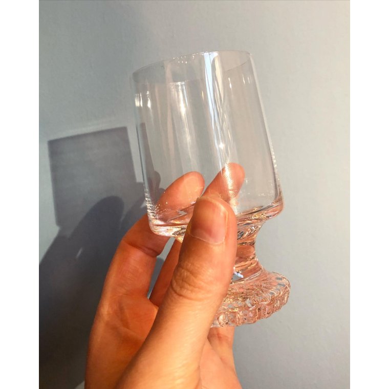 Small crystal water glasses with flower foot, 6 pcs total