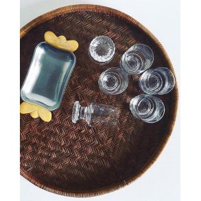 Small crystal water glasses with flower foot, 6 pcs total