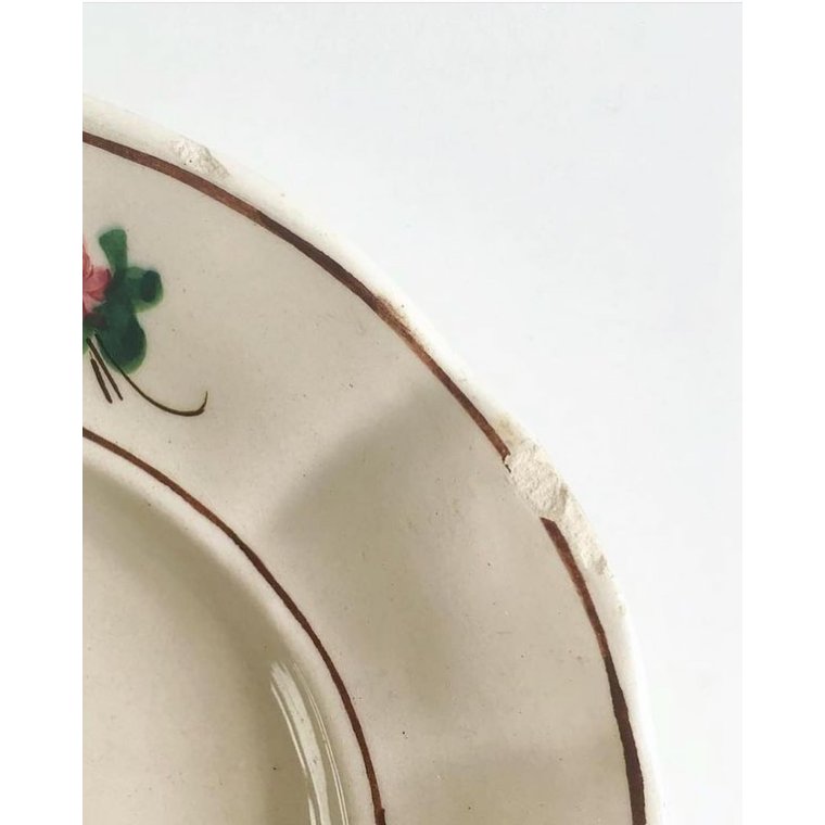 Fajancefad, creme med roser, NB