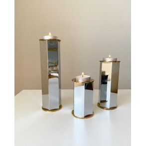 Tealight holders, mixed metal, set of 3