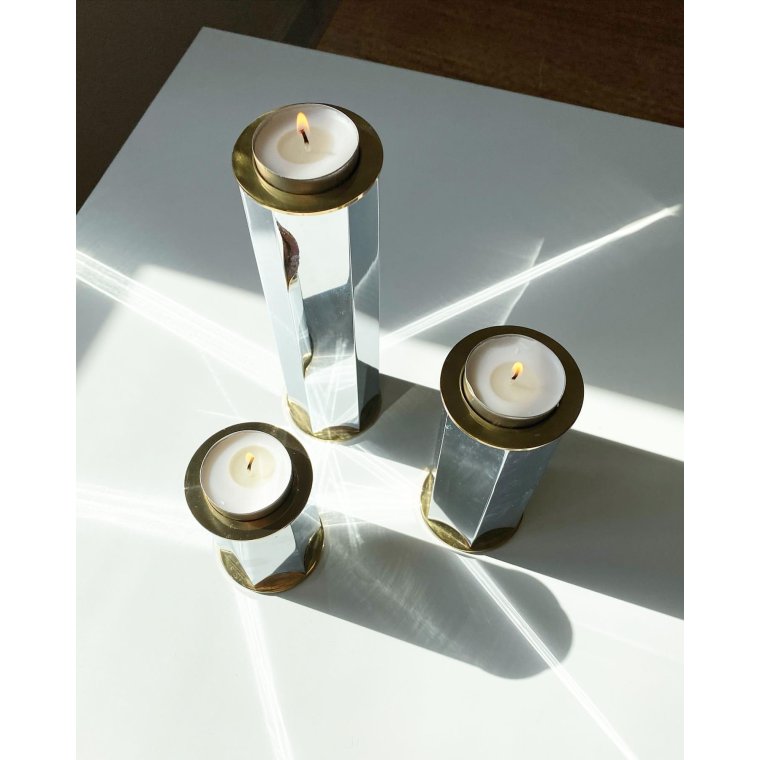 Tealight holders, mixed metal, set of 3