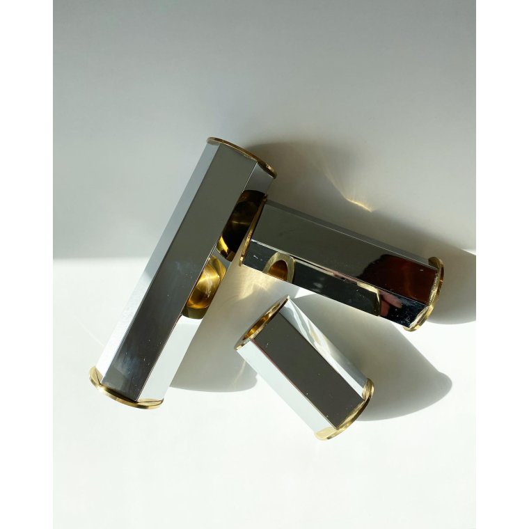 Tealight holders, mixed metal, set of 3