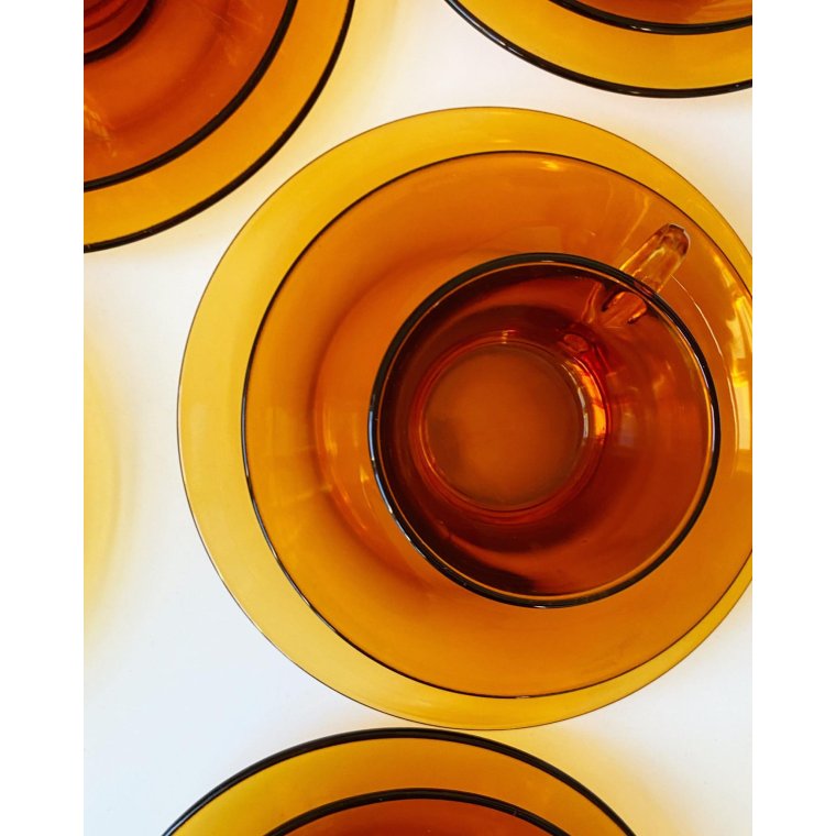 Duralex amber-colored trio set, per set