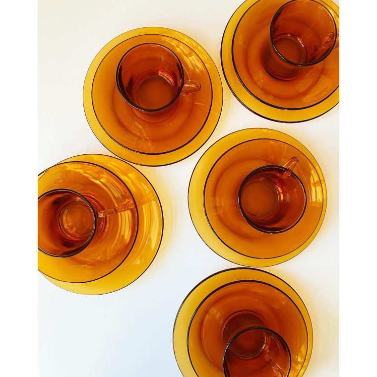 Duralex amber-colored trio set, per set