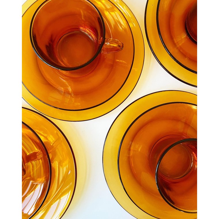 Duralex amber-colored trio set, per set