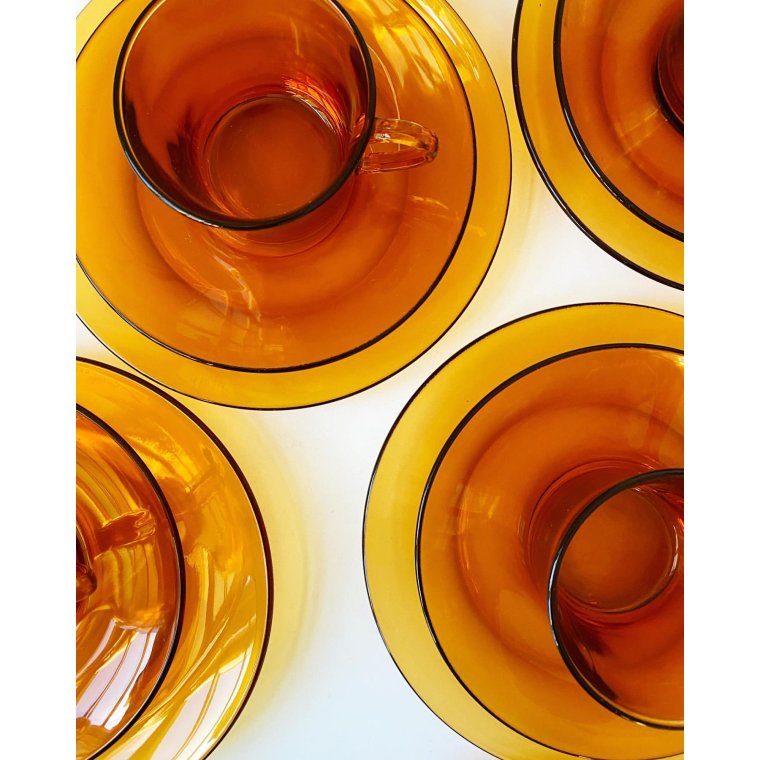 Duralex amber-colored trio set, per set