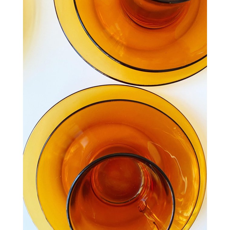 Duralex amber-colored trio set, per set