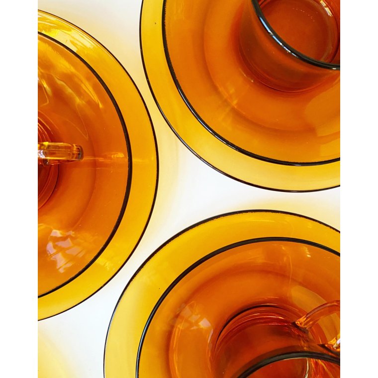 Duralex amber-colored trio set, per set