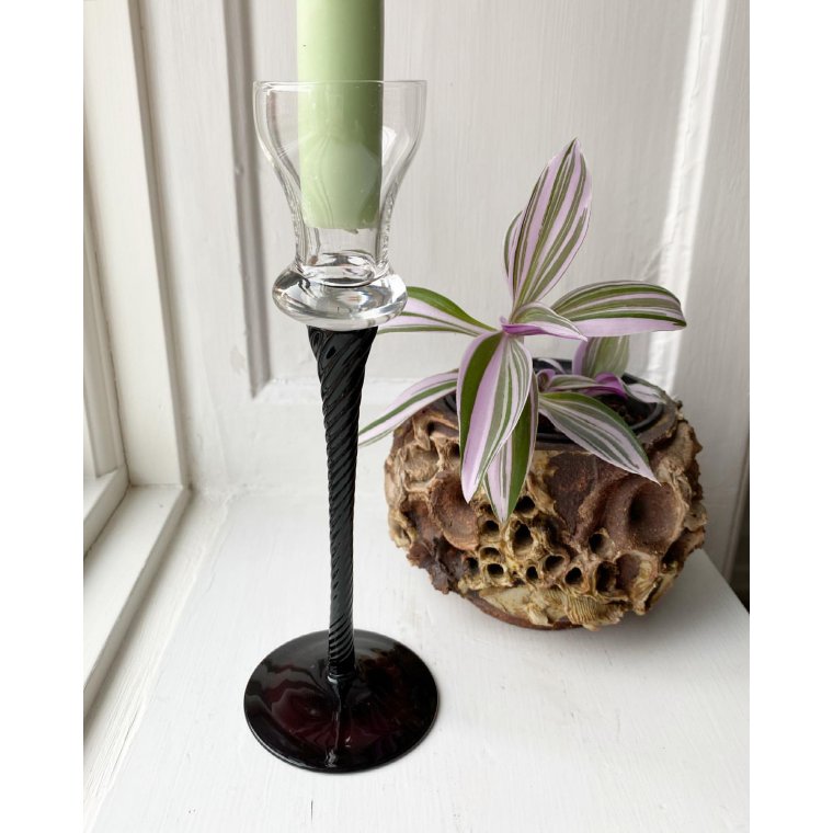 Klar kumme m auberginefarvet swirl