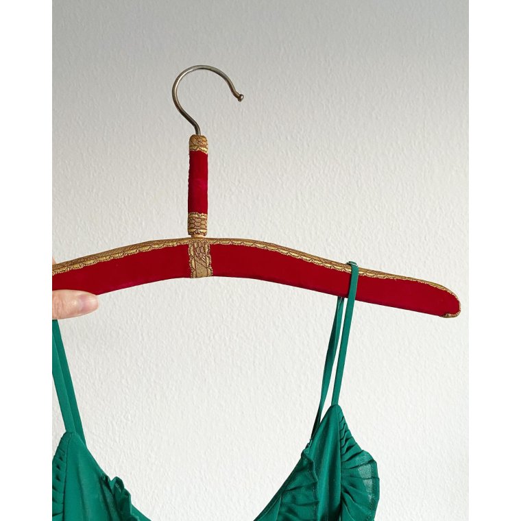 Rde velourbjler m bnd, 2 stk samlet