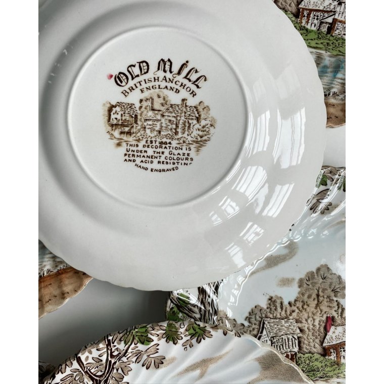 Cake plates, landscape with colors, 6 pieces together