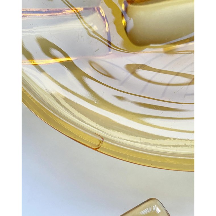 Glastallerkener, ravfarvet glas med 