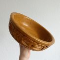 Wooden bowl with flower carving