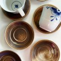 Porsgrund Lava, saucers, brown glaze, 6 pieces together