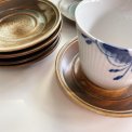 Porsgrund Lava, saucers, brown glaze, 6 pieces together