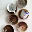 Porsgrund Lava, saucers, brown glaze, 6 pieces together