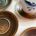 Porsgrund Lava, saucers, brown glaze, 6 pieces together