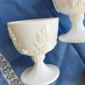 Sugar and cream, opaline glass on foot, with grapes and leaves, set price