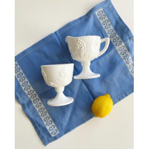 Sugar and cream, opaline glass on foot, with grapes and leaves, set price