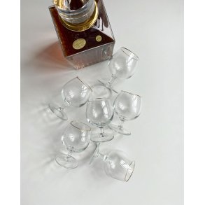 Cognac glasses with patinated gold edge, 6 pieces together