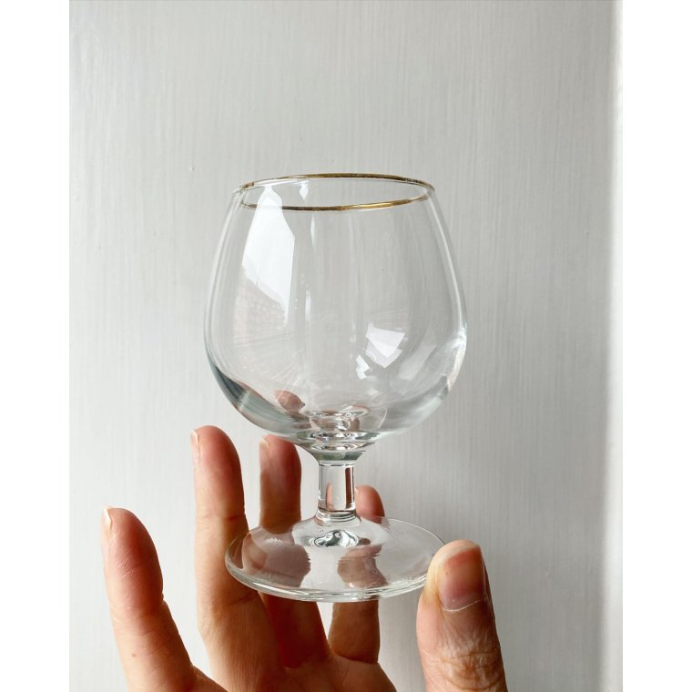 Cognacglas m patineret guldkant, 6 stk samlet