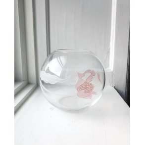 Glass ball with pink flower