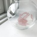 Glass ball with pink flower