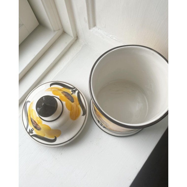 Opbevaringskrukke m solsikker, fajance, NB