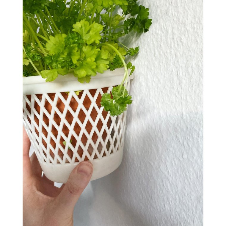 Hvid plastkurv til urtepotte, ophng, NB