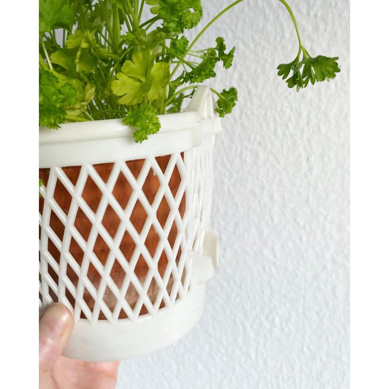 Hvid plastkurv til urtepotte, ophng, NB