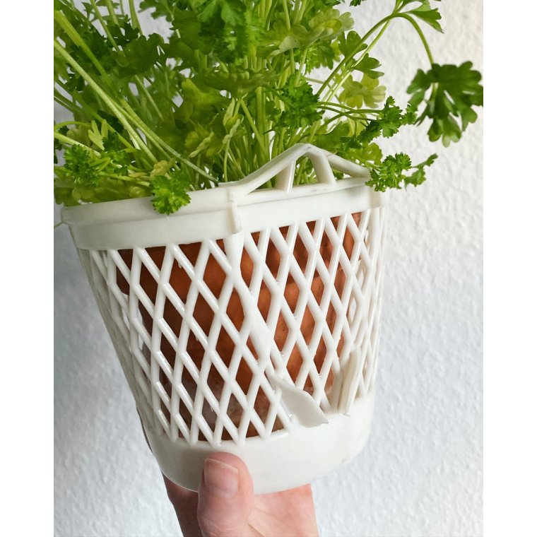 Hvid plastkurv til urtepotte, ophng, NB