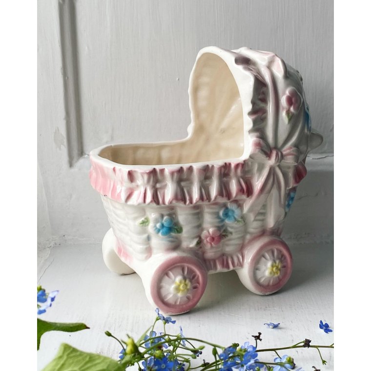 Japanese faience baby carriage