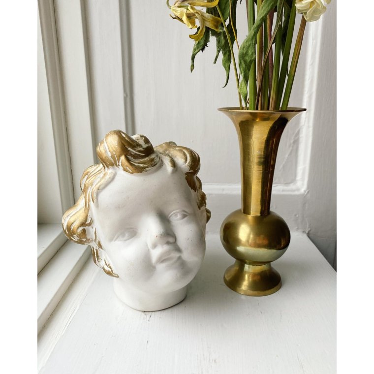 Clay head, white with gold hair