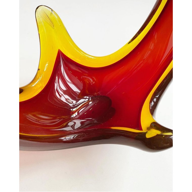 Flame bowl, red with yellow edge, tall