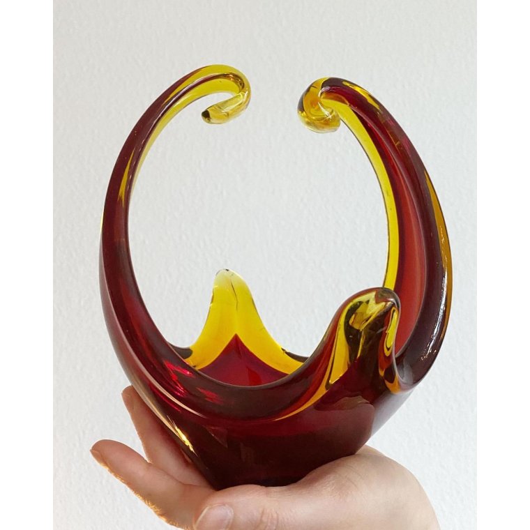Flame bowl, red with yellow edge, tall