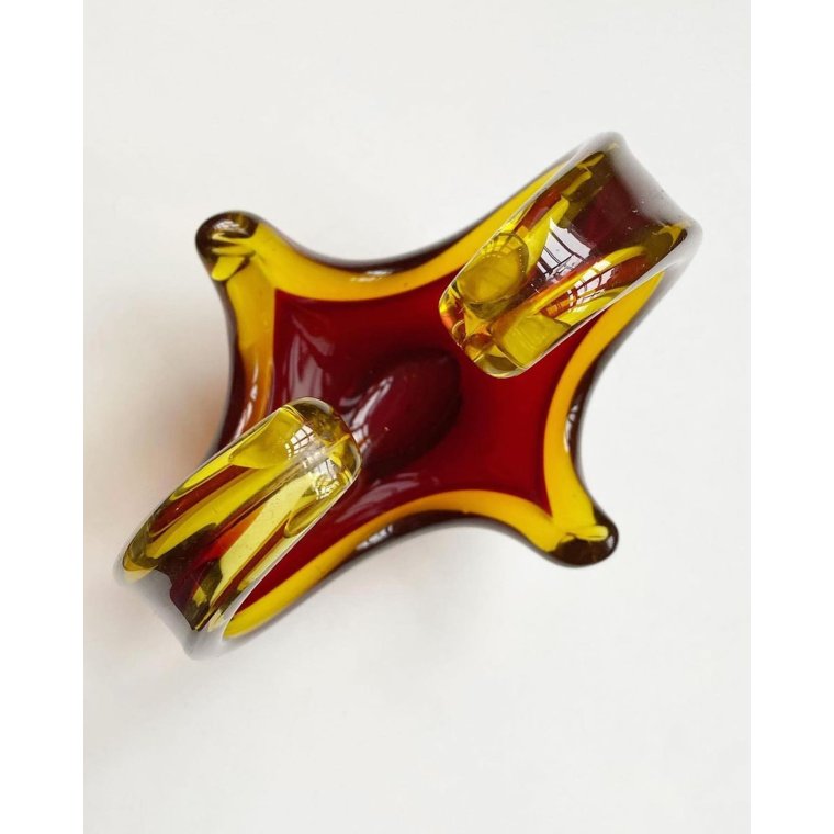 Flame bowl, red with yellow edge, tall