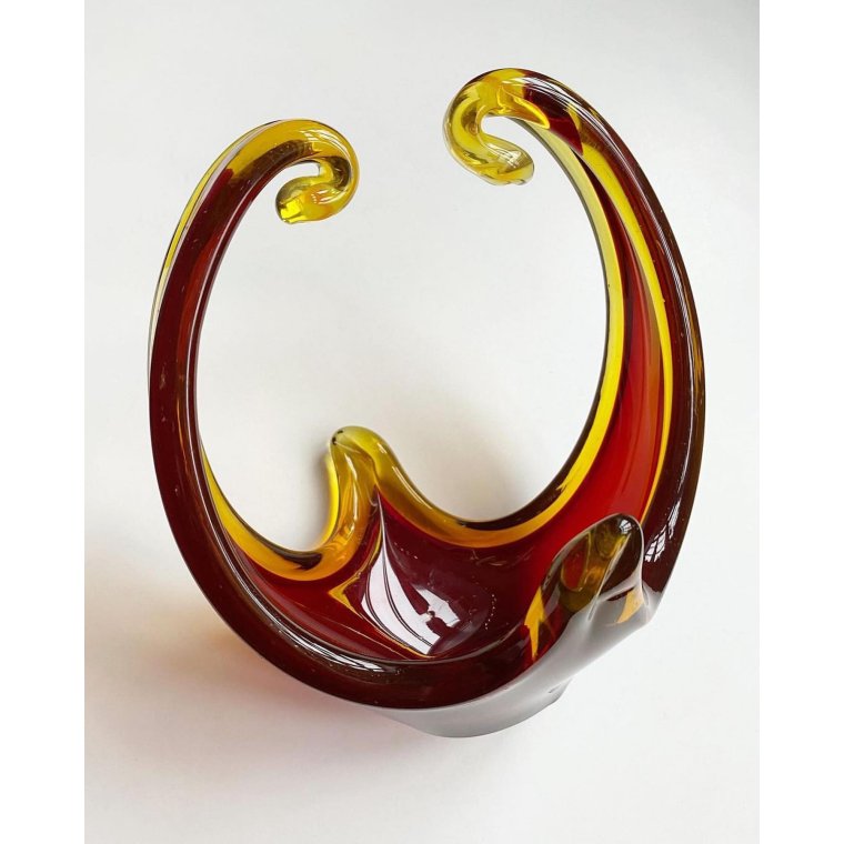 Flame bowl, red with yellow edge, tall