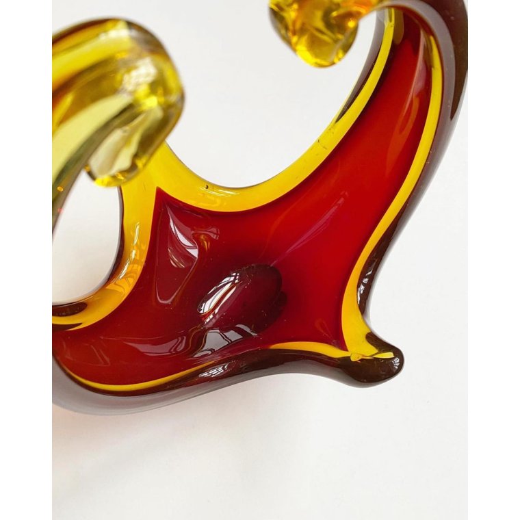 Flame bowl, red with yellow edge, tall