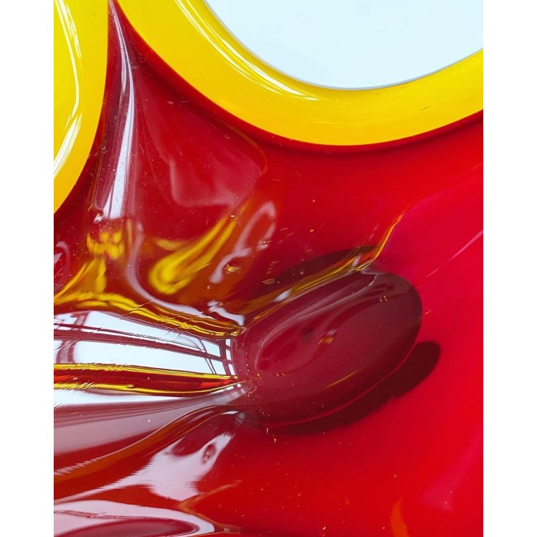 Flame bowl, red with yellow edge, tall