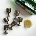 Portvin/shotglas, metalliske, 6 stk samlet, NB