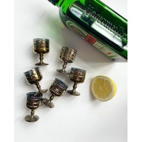 Port wine/shot glasses, metallic, 6 pieces together, NB