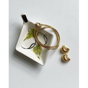 English faience, diamond shaped dish w leaves