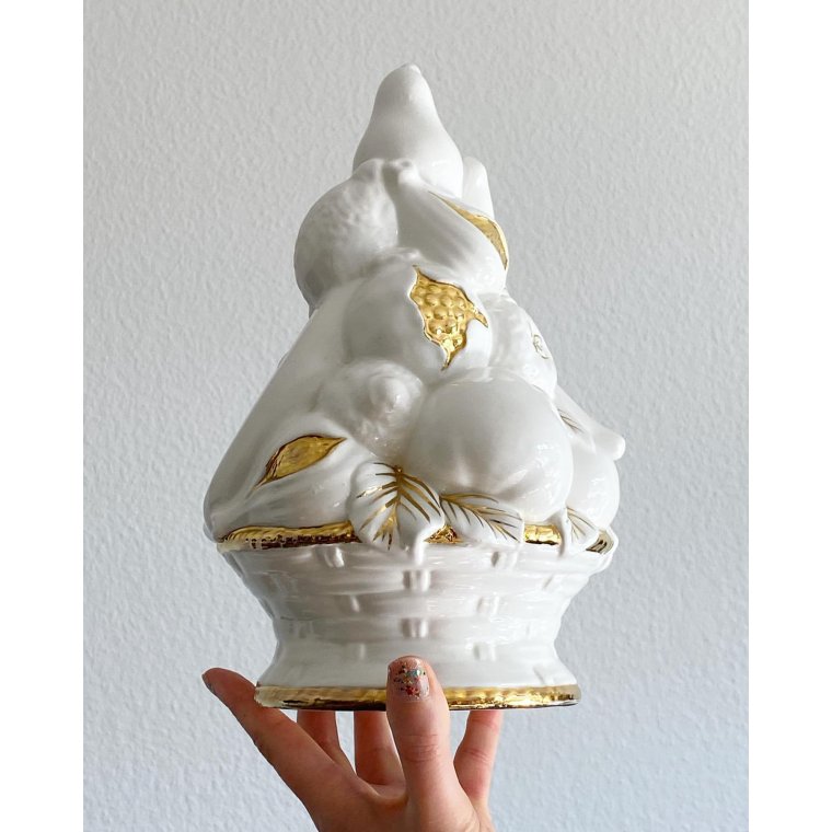 Fruit basket, white faience with gold